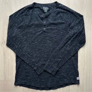 American Eagle Outfitters Men's XL Heather Black Long Sleeve Henley T-Shirt